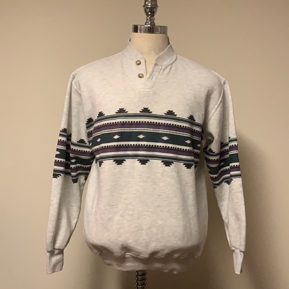 Vintage Aztec Print Crewneck Sweatshirt - Picture 1 of 1
